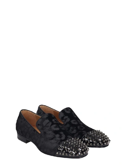 Shop Christian Louboutin Spooky Flat Loafers In Black Velvet