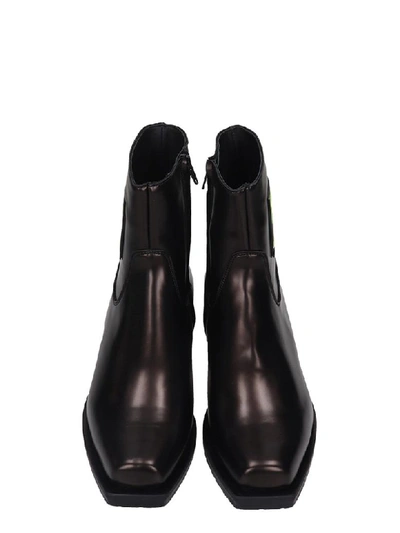 Shop Misbhv Low Heels Ankle Boots In Black Leather