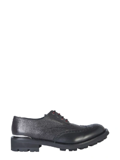 Shop Alexander Mcqueen Granulated Leather Lace-up In Nero