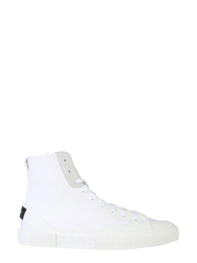 Shop Givenchy Long Cotton Canvas Sneakers In Bianco