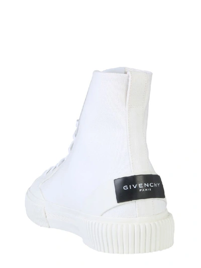 Shop Givenchy Long Cotton Canvas Sneakers In Bianco