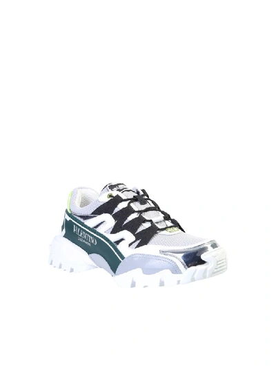 Shop Valentino Climbers Mesh And Leather Sneakers In White