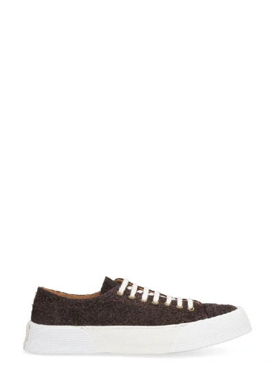 Shop Ami Alexandre Mattiussi Leather Low-top Sneakers In Brown