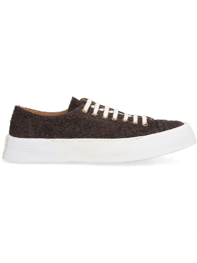 Shop Ami Alexandre Mattiussi Leather Low-top Sneakers In Brown