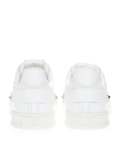 Shop Valentino Backnet White Vlogo Holes Leather Sneaker