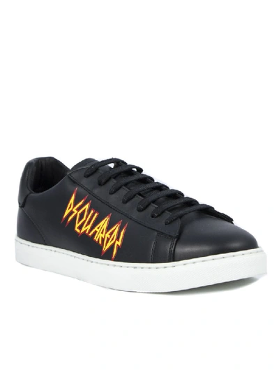 Shop Dsquared2 New Tennis Sneakers In Black Leather In Nero