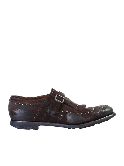 Shop Church's Shanghai Suede Leather Monkstrap Shoes In Brown