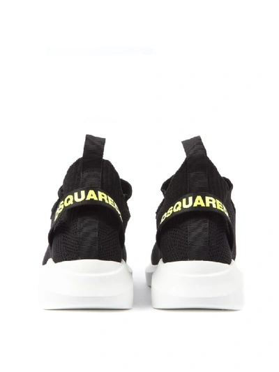 Shop Dsquared2 Black Mesh & Leather Logo Sneaker