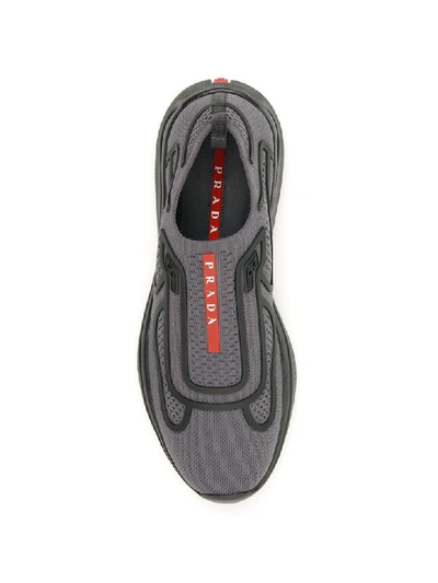 Shop Prada Americas Cup Slip-on Sneakers In Nebbia Nero (grey)
