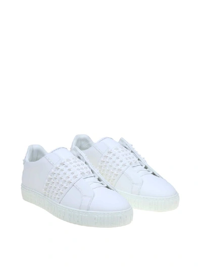 Shop Philipp Plein Slip On Low Top In White Leather With Studs