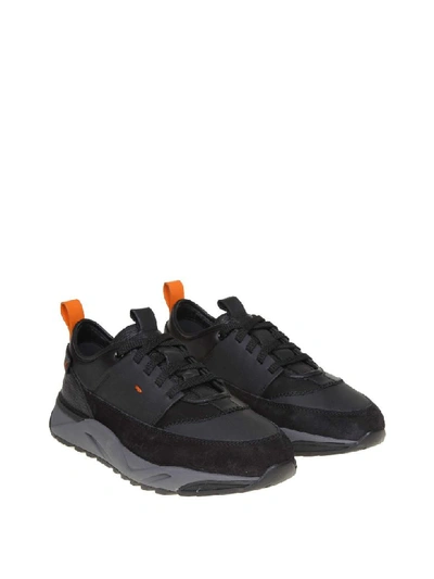 Shop Santoni Sneakers In Black Leather