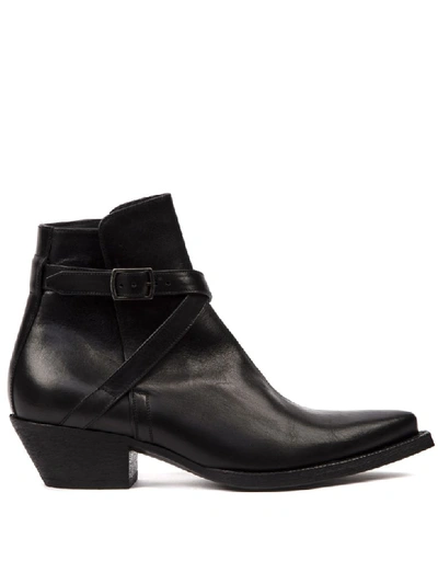 Shop Saint Laurent Black Leather Wyatt Ankle Boots