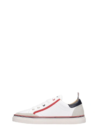 Shop Thom Browne Sneakers In White Suede And Leather