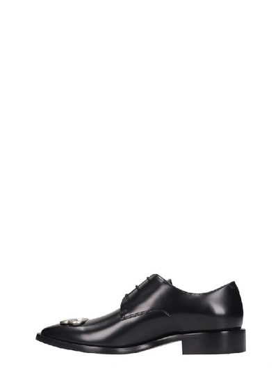 Shop Balenciaga Rib Bb Lace Up Shoes In Black Leather