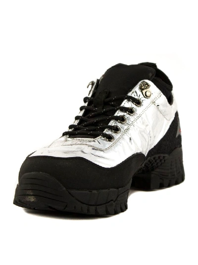 Shop Roa Black And Silver-tone Leather Sneakers In Nero+argento