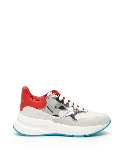 Shop Alexander Mcqueen Oversize Running Sneakers In Grey Pl Wh Lu Re O W (red)