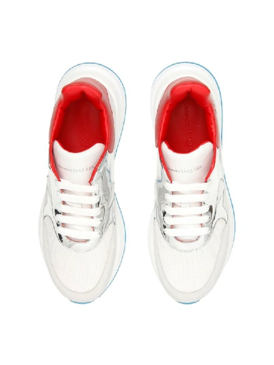 Shop Alexander Mcqueen Oversize Running Sneakers In Grey Pl Wh Lu Re O W (red)