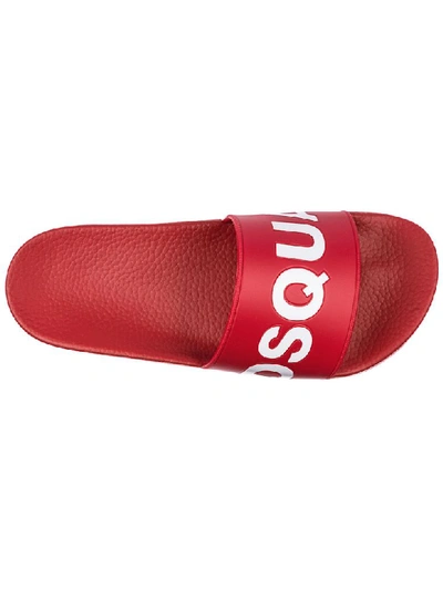 Dsquared2 Textured Logo Print Slides In Rosso - Bianco
