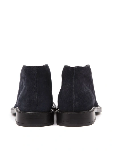 Shop Tod's Dark Blue Suede Laced Up Shoes