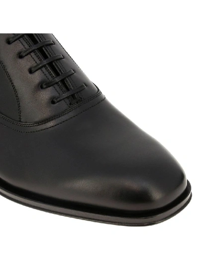 Shop Ferragamo Brogues In Classic Smooth Leather With Rubber And Leather Sole In Black