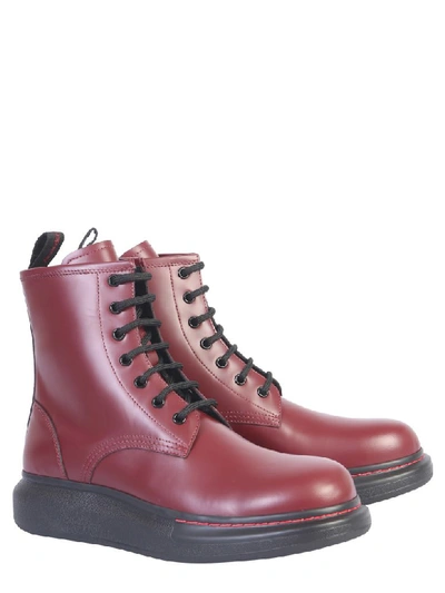 Shop Alexander Mcqueen Chelsea Hybrid Boots With Laces In Bordeaux