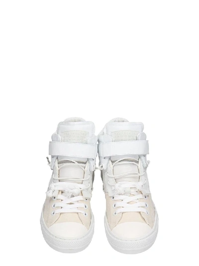Shop Maison Margiela Evolution Sneakers In White Leather And Fabric