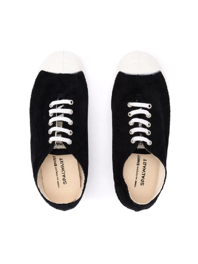 Shop Comme Des Garçons Shirt Comme Des Garçons Sneaker In Black Velvet With Toe In Nero