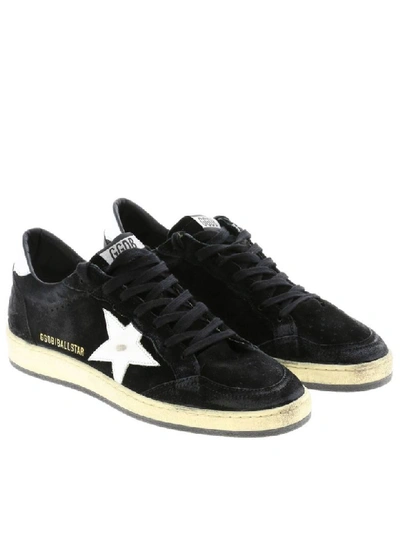 Shop Golden Goose Sneakers In Suede With Leather Star And Laminated Heel In Black