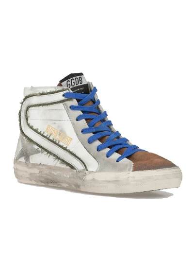 Shop Golden Goose Slide Sneaker In White Leather-canvas Slide