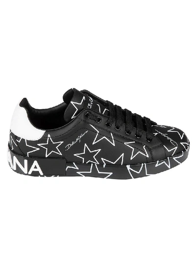 Shop Dolce & Gabbana Star Printed Sneakers In Black/white