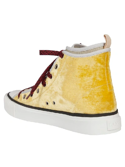 Shop Lanvin Textured Hi-top Sneakers In Yellow/white