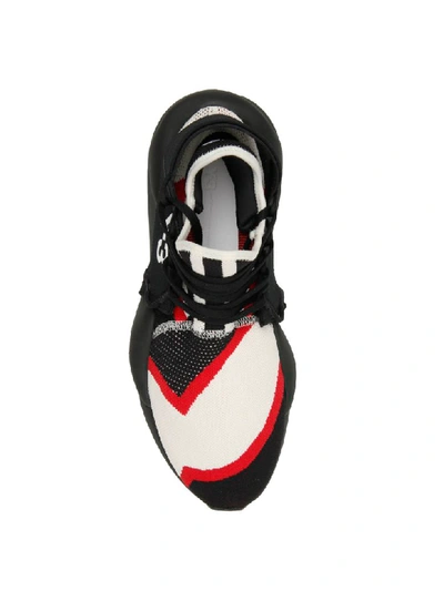 Shop Y-3 Knit Kaiwa Sneakers In Off White Black Red (white)