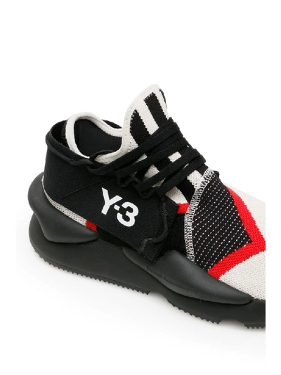 Shop Y-3 Knit Kaiwa Sneakers In Off White Black Red (white)