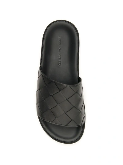 Shop Bottega Veneta Maxi Intreccio Slides In Nero (black)