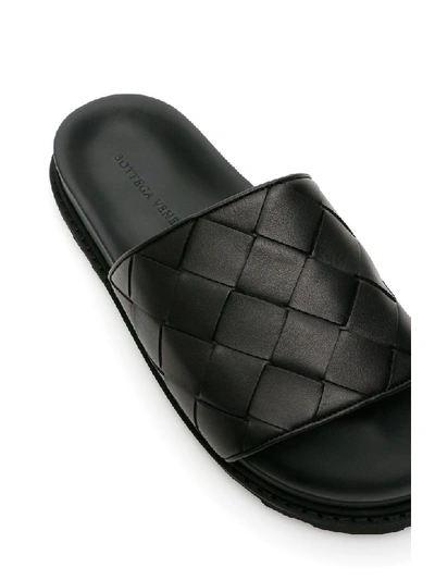 Shop Bottega Veneta Maxi Intreccio Slides In Nero (black)