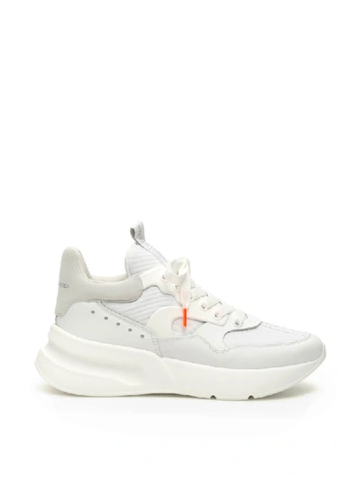 Shop Alexander Mcqueen Runner Oversize Sneakers In Whi Ivo Silver (white)