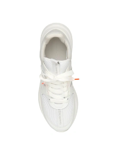 Shop Alexander Mcqueen Runner Oversize Sneakers In Whi Ivo Silver (white)