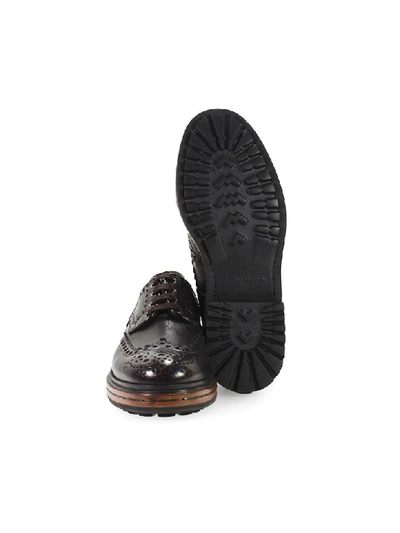 Shop Santoni Dark Brown Leather Derby Lace Up In T.moro (brown)