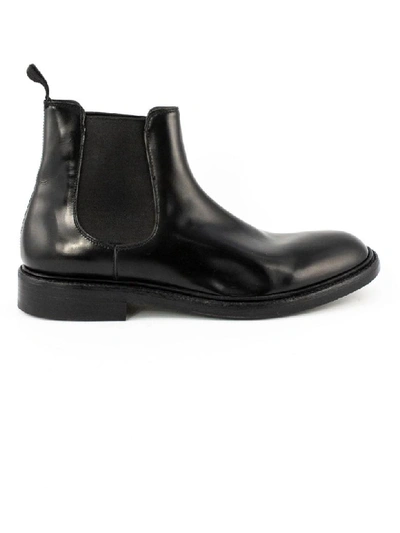 Shop Green George Black Leather Ankle Boots In Nero