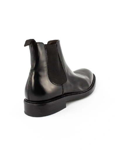 Shop Green George Black Leather Ankle Boots In Nero