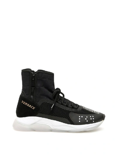 Shop Versace Cross Chainer Sneakers In Nero (black)