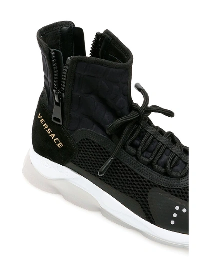 Shop Versace Cross Chainer Sneakers In Nero (black)