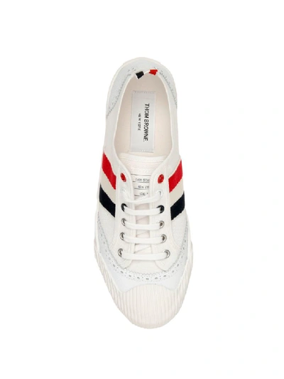 Shop Thom Browne Lo-top Vulcanized Sneakers In White (white)