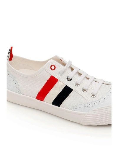 Shop Thom Browne Lo-top Vulcanized Sneakers In White (white)