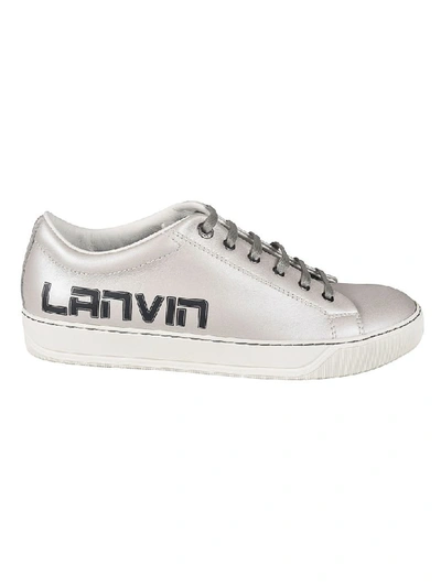 Shop Lanvin Logo Sneakers In Silver