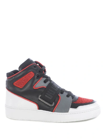 Shop Les Hommes Sneakers In Nero/grigio/rosso
