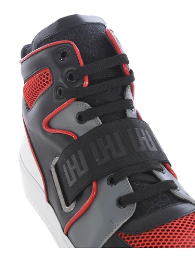 Shop Les Hommes Sneakers In Nero/grigio/rosso