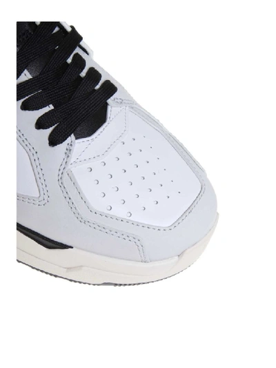 Shop Balmain B-ball Sneakers In White Color Leather In White/black