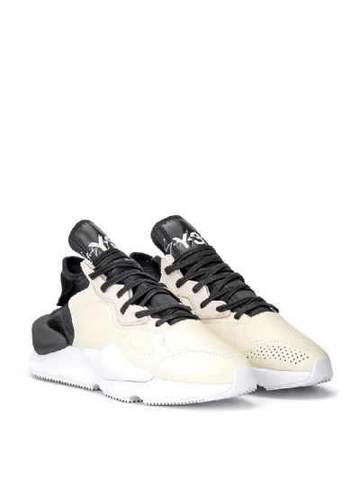 Shop Y-3 Kaiwa Sneaker In Technical Fabric And Butter And Black Leather In Bianco