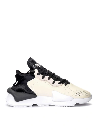 Shop Y-3 Kaiwa Sneaker In Technical Fabric And Butter And Black Leather In Bianco